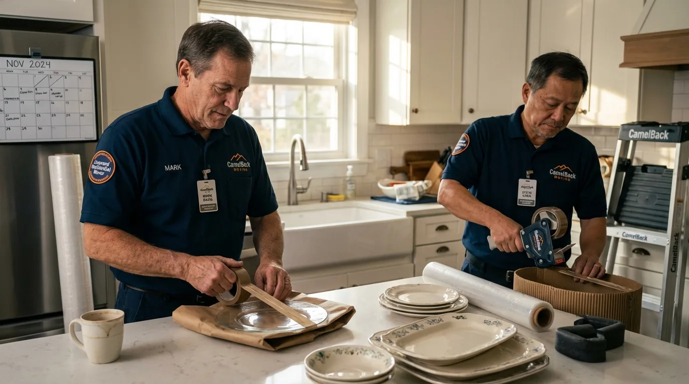 Professional crew packing kitchen dishware in Starke, FL